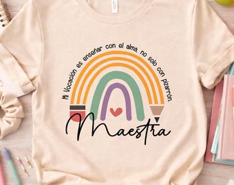 Retro Rainbow Teacher PNG File | Teacher's Day Digital Design for DTF, Cricut, Tumblers, T-shirts, Stickers, and Tote Bags | Teaching with Soul