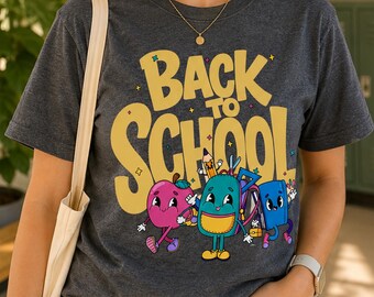Back to School Teacher Shirt PNG, School Sublimation Design, DTF Transfer, Instant Download, Back to school, Kawaii back to school