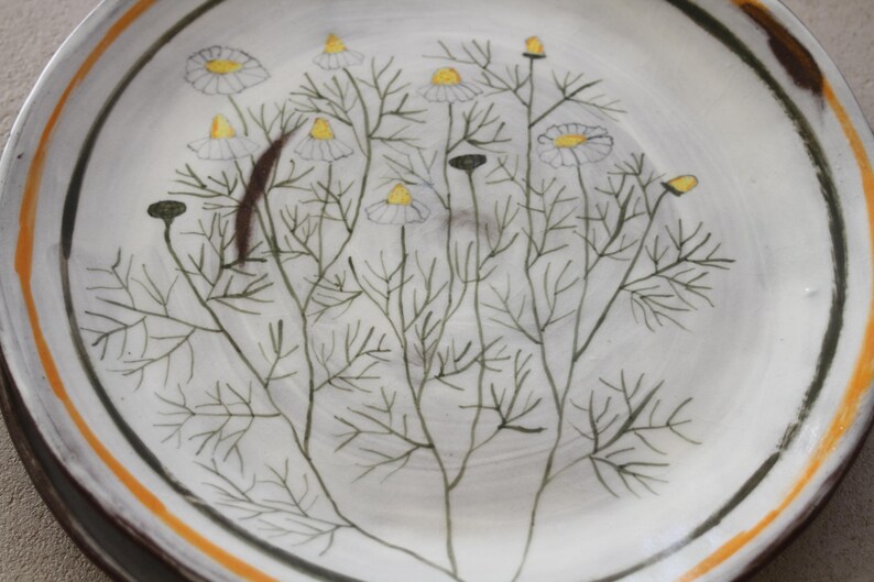 Hand-Painted Side Plate(midfire) - Floral Ceramic Plate (One of a Kind)-Meadow Collection image 8