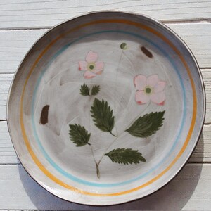 Hand-Painted Side Plate(midfire) - Floral Ceramic Plate (One of a Kind)-Meadow Collection pink