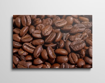 Café en grains |  Toile ou poster en papier lustré sans cadre / encadré | Art mural café | Photographie culinaire | Décoration de restaurant |
