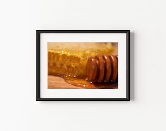 Nid d'abeille | Poster papier lustré sans cadre, Poster ou toile mat avec cadre | Décoration murale de cuisine | Photographie culinaire | Décoration de restaurant