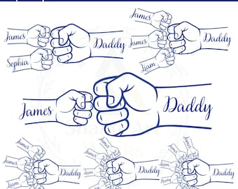 Fête des pères, poing bosse ensemble Svg, Svg papa poing bosse, papa main poing bosse Png, bébé enfant en bas âge enfant papa poing bosse, nom personnalisé SVG, fichiers numériques