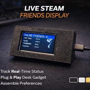 Steam Friends Display - Real-Time Gaming Schreibtisch Gadget,ESP32 Desktop Tracker Gerät