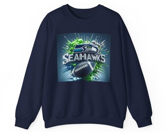 Seahawks Logo Football Crewneck Sweatshirt | NFL Fan Apparel