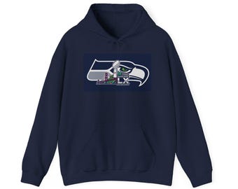 Seahawks Helmet Graphic Hoodie | Football Team Logo Sweatshirt