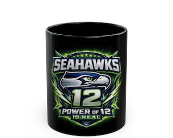 Seahawks 12 Power of 12 Black Mug | Football Team Logo Coffee Cup