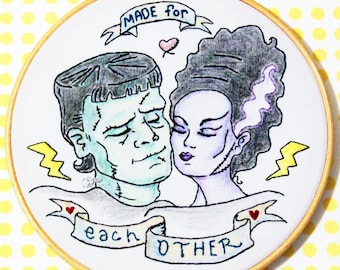 Frankenstein Valentine - PDF Embroidery pattern download