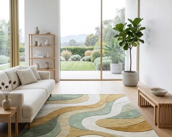 Abstract Wool Rug | Hand Tufted Scandinavian Living Room Carpet