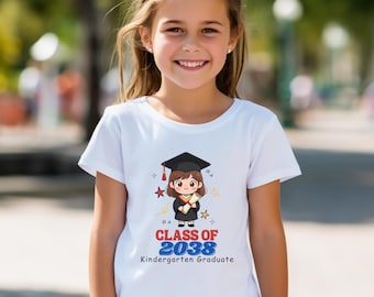 Camiseta personalizada con retrato de graduado de jardín de infantes / Colores de cabello, ojos y piel personalizados