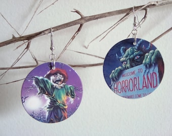 Halloween Goosebumps POG earrings: The Scarecrow Walks at Midnight and One Day at Horrorland