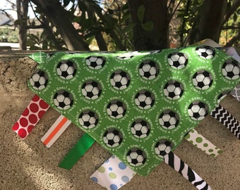 Soccer Tag Blanket green minky color // In Stock, READY TO SHIP