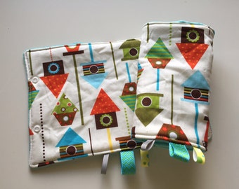 Birdhouses Baby Carrier Strap Cover Reversible with Minky // In Stock READY TO SHIP