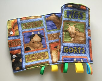 Farm Animals Suck/Drool Pad Strap Cover Reversible with Minky // In Stock READY TO SHIP