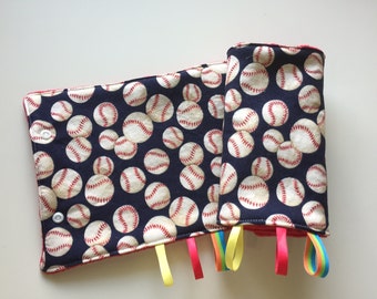 Baseball Baby Carrier Strap Cover Reversible with Minky // In Stock READY TO SHIP