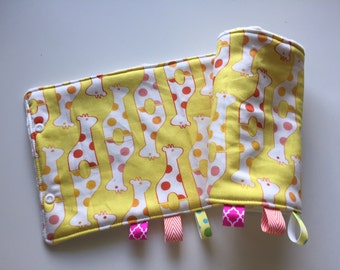 Giraffes Suck/Drool Pad Strap Cover Reversible with Minky // In Stock READY TO SHIP