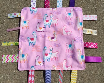 Alpacas Tag Blanket with lavender Minky // In Stock, READY TO SHIP