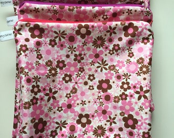 Small Pink Floral Wet Bag In Stock, Ready to Ship