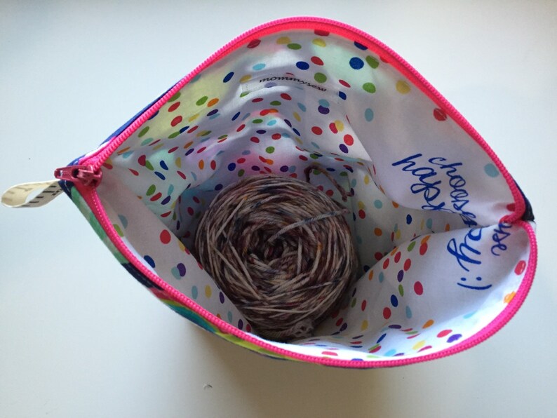 Purple floral Wedge Zippered Pouch Project Bag In Stock Ready to Ship