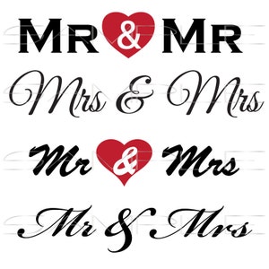 Wedding Card Mr and Mrs Combinations  -  SVG cut file