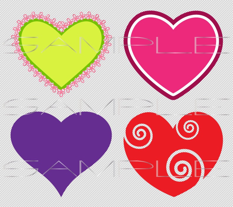 A variety of hearts - set 2  -  printable PDF and SVG cut file