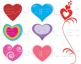 A variety of hearts  -  printable PDF and SVG cut file