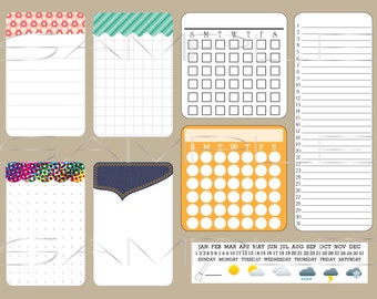 Printable calendars and notes - for planners and journals - digital download - Bullet Journal