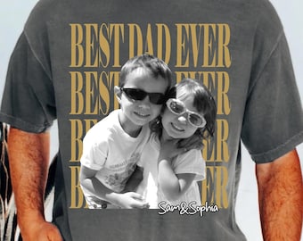 Comfort Colors® Custom Photo Dad Vintage Shirt, Personalized Fathers Day Shirt With Kids Photo, Funny Dad Shirt, Best Dad Ever Shirt Gift