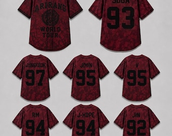 Custom Baseball Jersey K-POP Concert Tour Shirt, Personalized Name Number Bangtan Kpop, 2026 World Tour Concert Jersey Shirt for Fans Gift