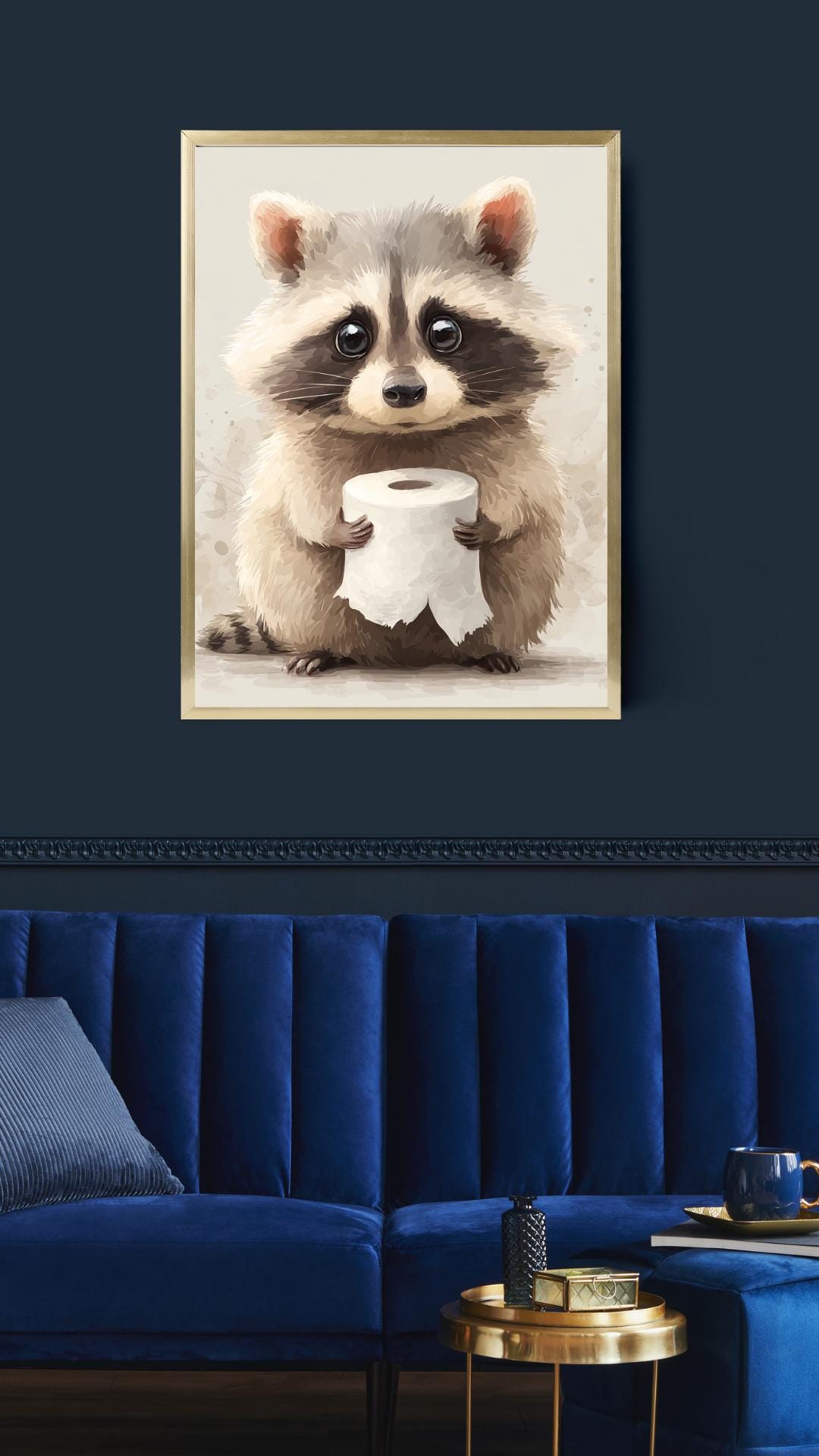 Funny Raccoon Bathroom Wall Art Print, Toilet Paper Animal Decor Poster ...