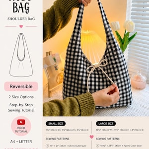 Patrón de costura en PDF para bolso hobo holgado / bolso reversible, ideal para principiantes (descarga instantánea).