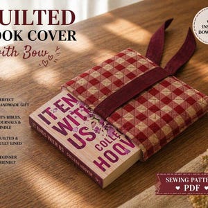 リバーシブル聖書カバー型紙 キルティングブックカバー PDF | リボン付きKindleカバー縫製パターン