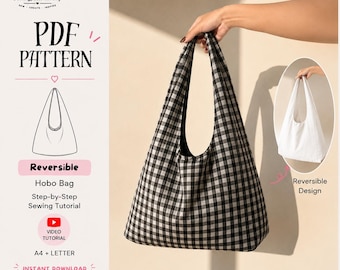 Slouchy Hobo Bag PDF Symönster | Vändbar Toteväska, Nybörjarvänlig (Direkt Nedladdning)