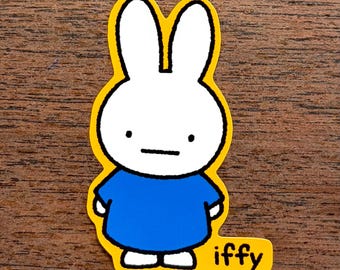 Iffy Waterproof Vinyl Sticker | Miffy Inspired Art (Matte or Glossy Finish)