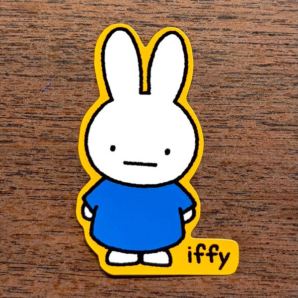 Pegatina de vinilo impermeable Iffy / Diseño inspirado en Miffy (Acabado mate o brillante)