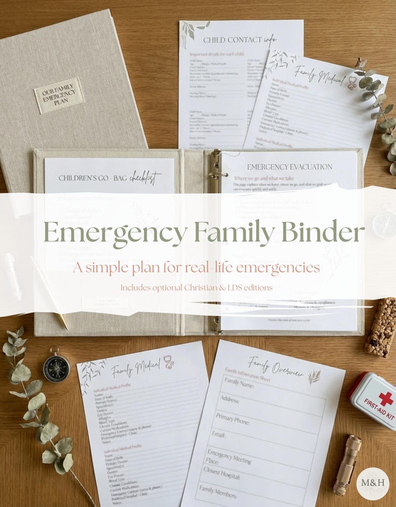 Emergency Family Binder Printable | Simple Home Preparedness Planner ...