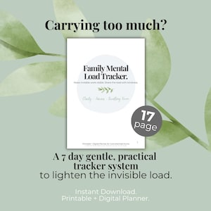 Planificador de carga mental para mamás / Sistema de organización familiar imprimible / Planificador de apoyo para el agotamiento / Organizador del hogar digital de descarga