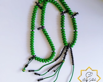 Tijani Tasbih Green Coral Beads 12x7 mm Rounded (100 Count)