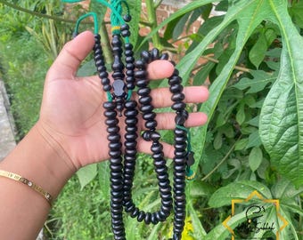 Shadhili Tasbih Black Moringa Wood Prayer Beads – 12x7 mm, 100 Counts