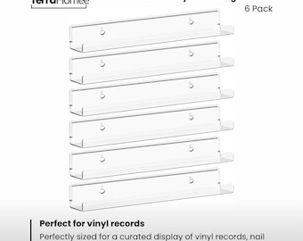 Clear Acrylic Floating Shelves, 6 Pack (12" x 1.5")