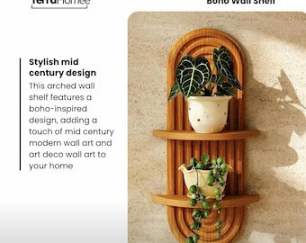Boho Wall Shelf, Mid Century Modern Decor (16.7in)