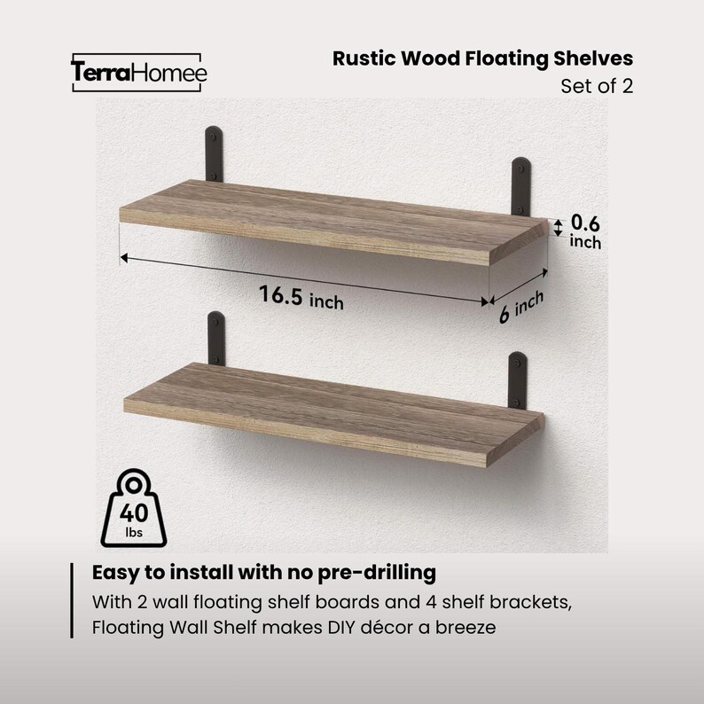 Rustic Wood Floating Shelves, Farmhouse Wall Decor (set of 2) - Etsy