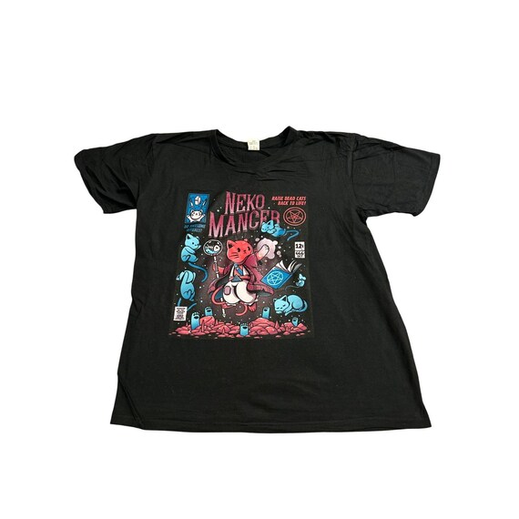 Nekomancer Cat Wizard Graphic Tee: Occult Comic Style Shirt