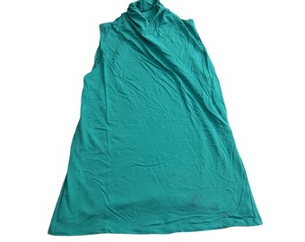 Lauren Ralph Lauren Teal Draped Mock Neck Sleeveless Cotton Top