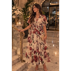 cream and burgundy dress Penny Lane Cream Satin Mini Dress - US 12