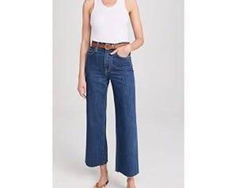 Jeans da donna SLVRLAKE a gamba larga, taglia 27, blu, nuovi, orlo grezzo, vita alta, denim di alta qualità.