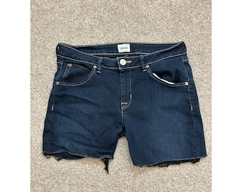 Hudson Denim Cut Off Shorts Womens 30 Dark Blue Excellent Flap Pocket Raw Hem