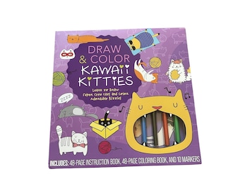 Kit de dibujo y coloreado de gatitos kawaii de Chartwell Books, color morado. Excelente set de dibujo.