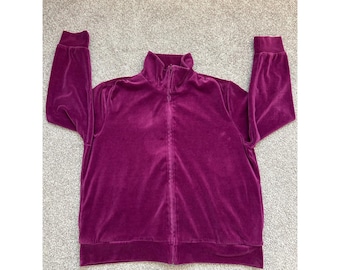 Y2K DP Lifestyle Velour Track Jacket Womens PL Purple Excellent Full Zip Neck