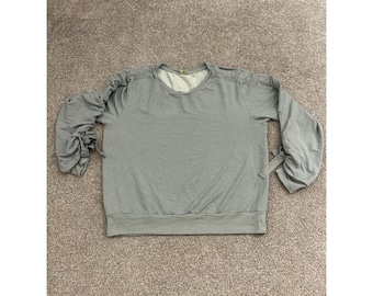 Zella Sweatshirt Damen Größe S Salbeigrün Hervorragender Pullover mit gerafften Ärmeln